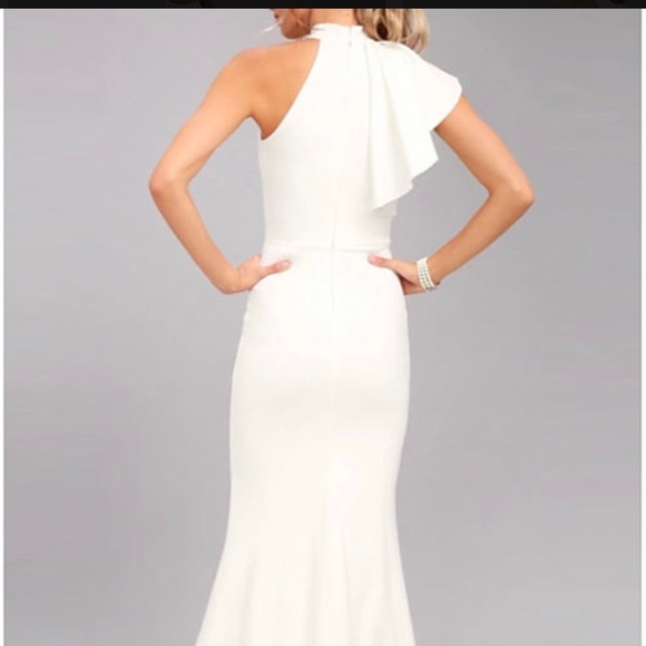 TS COURTURE , size 4 , Mermaid,gown, one shoulder halter w/ ruffle BURGUNDY, NWT - Picture 9 of 9